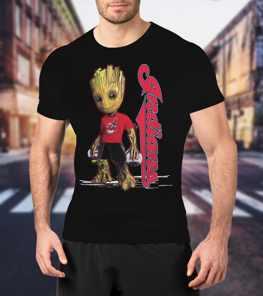 Groot Indians Baseball Character With Team T-Shirt