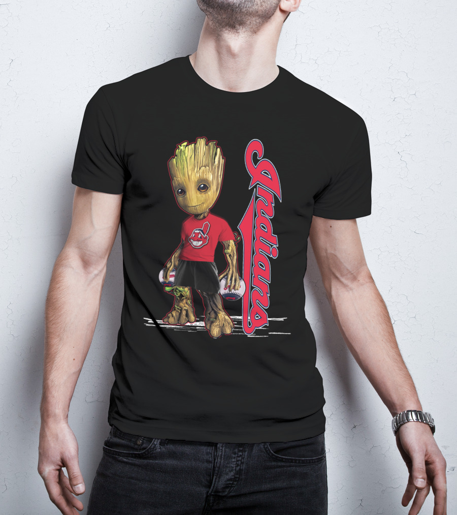 Groot Indians Baseball Character With Team T-Shirt