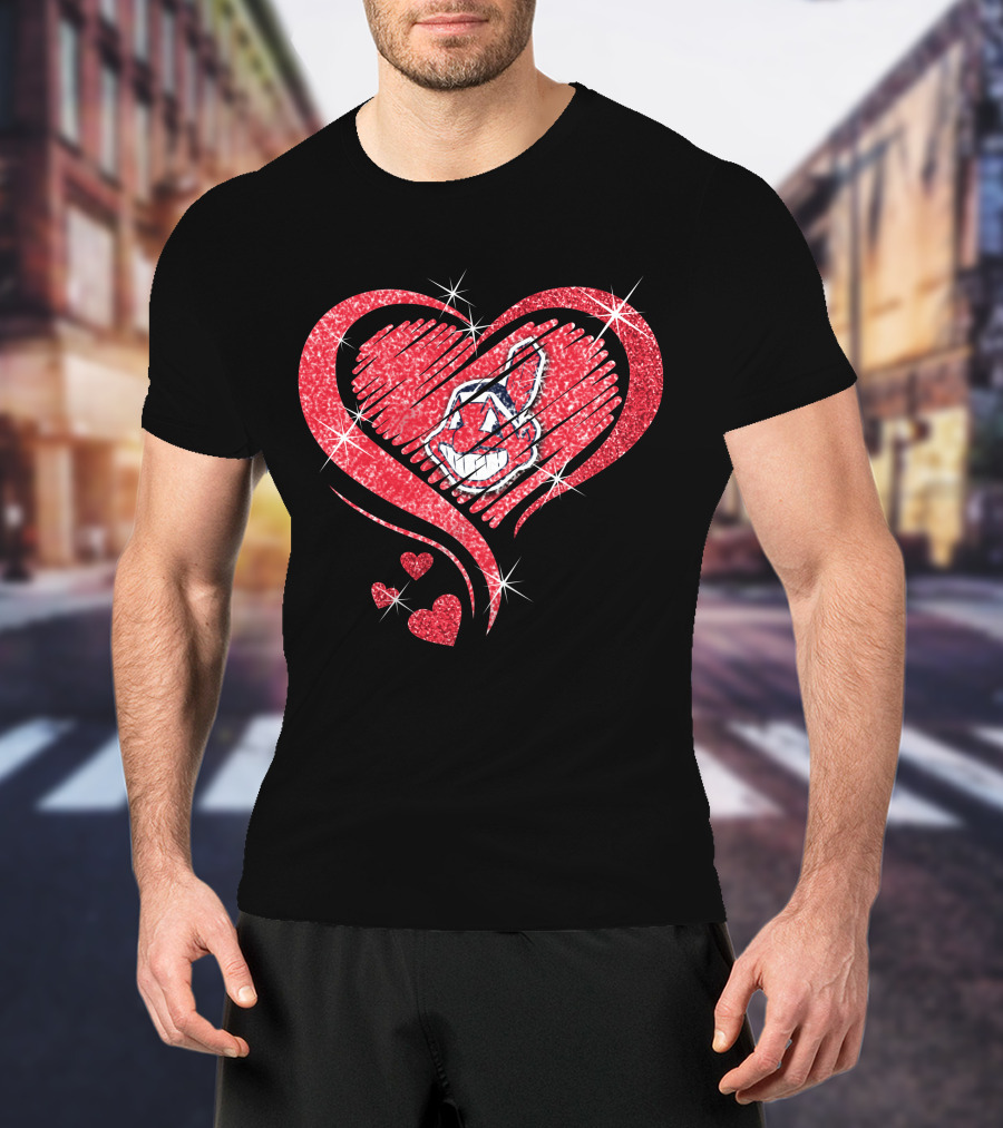 Heart Diamond Cleveland Indians Sparkle T-Shirt