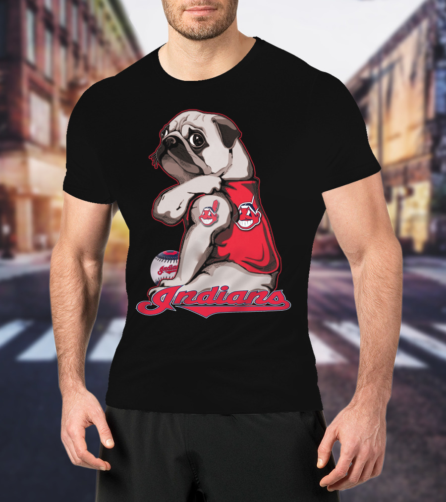 Pug Cleveland Indians Baseball Chief Wahoo Indians T-Shirt
