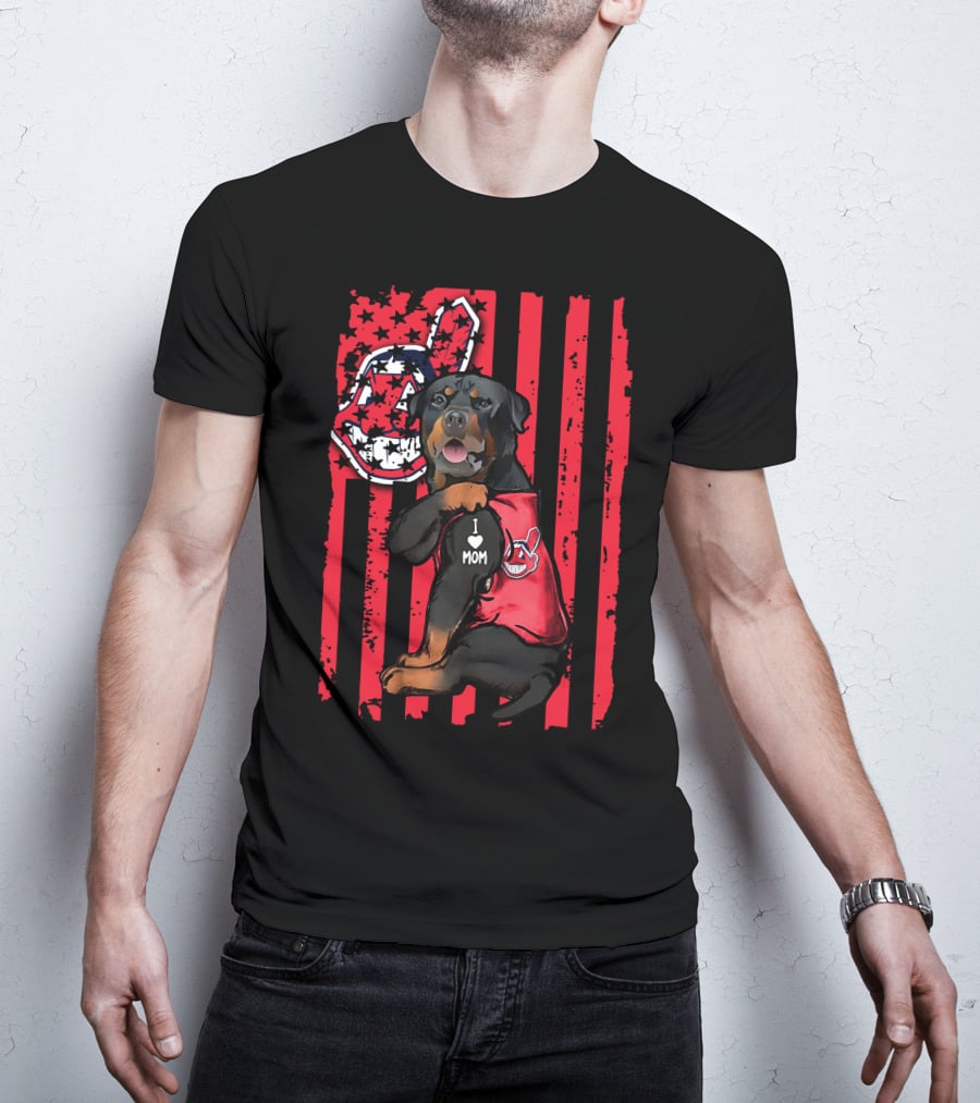 Rottweiler I Love Mom Cleveland Indians T-Shirt