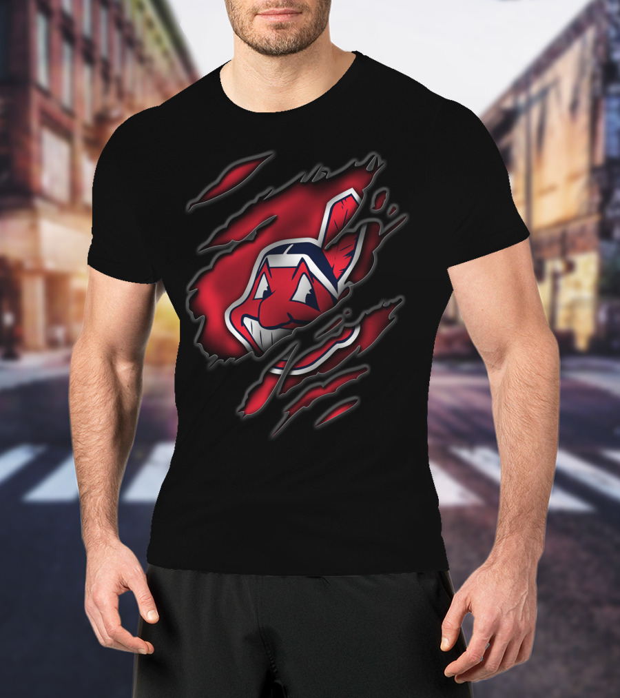 Torn Cleveland Indians Chief Wahoo T-Shirt