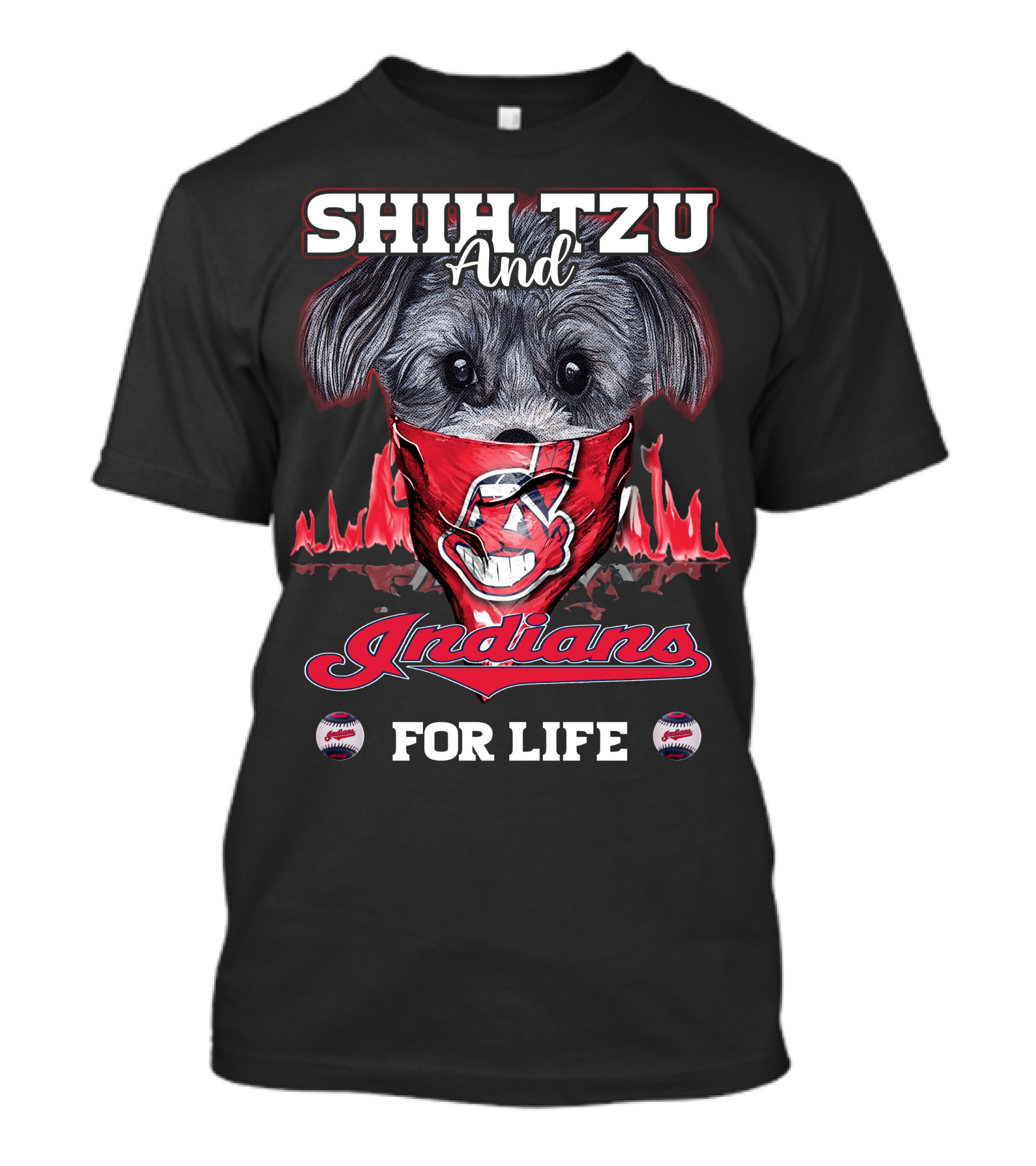 Shih Tzu And Cleveland Indians For Life T-Shirt
