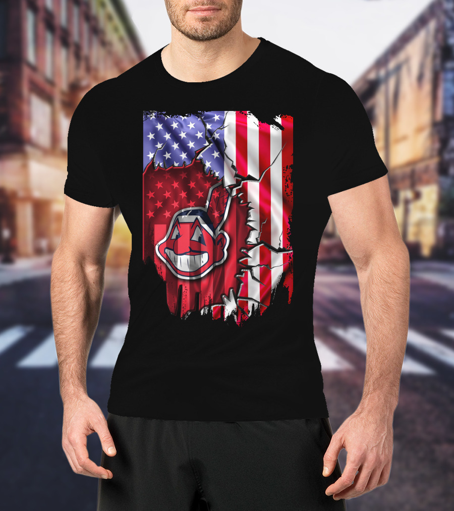 American Flag Cleveland Indians Iconic T-Shirt