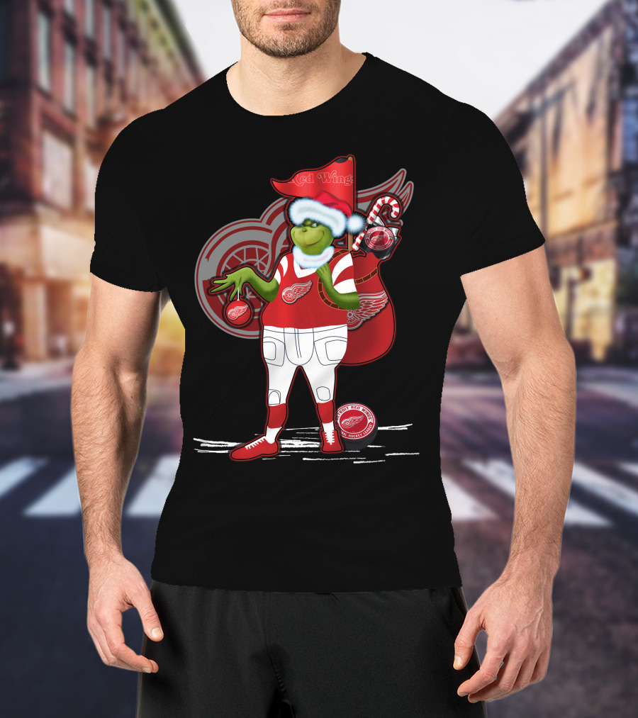 Grinchxmas Red Wings Hockey Holiday Crossover Detroit Wear T-Shirt