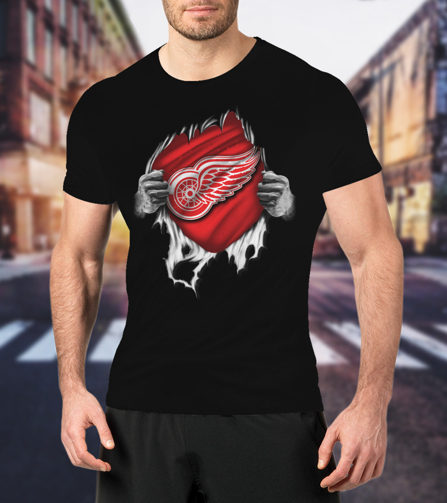 Torn Detroit Red Wings Logo Reveal T-Shirt