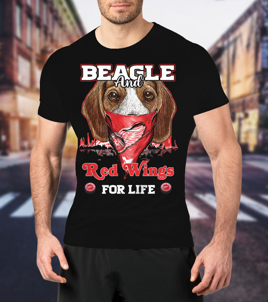Beagle And Detroit Red Wings For Life T-Shirt