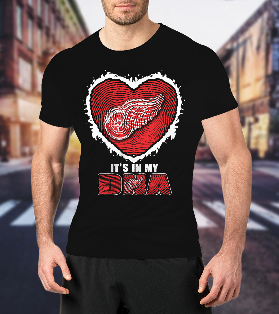 Detroit Red Wings It's In My DNA Heart Fingerprint T-Shirt
