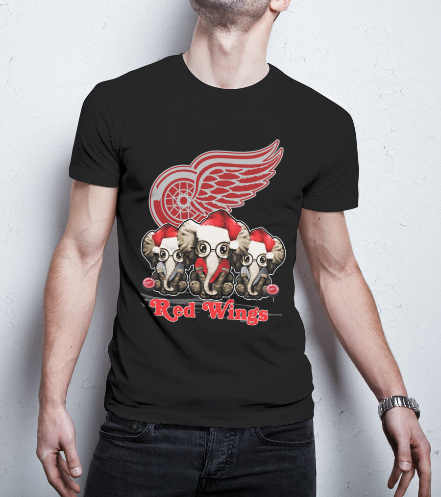 Red Wings Santa Elephants Christmas Detroit T-Shirt