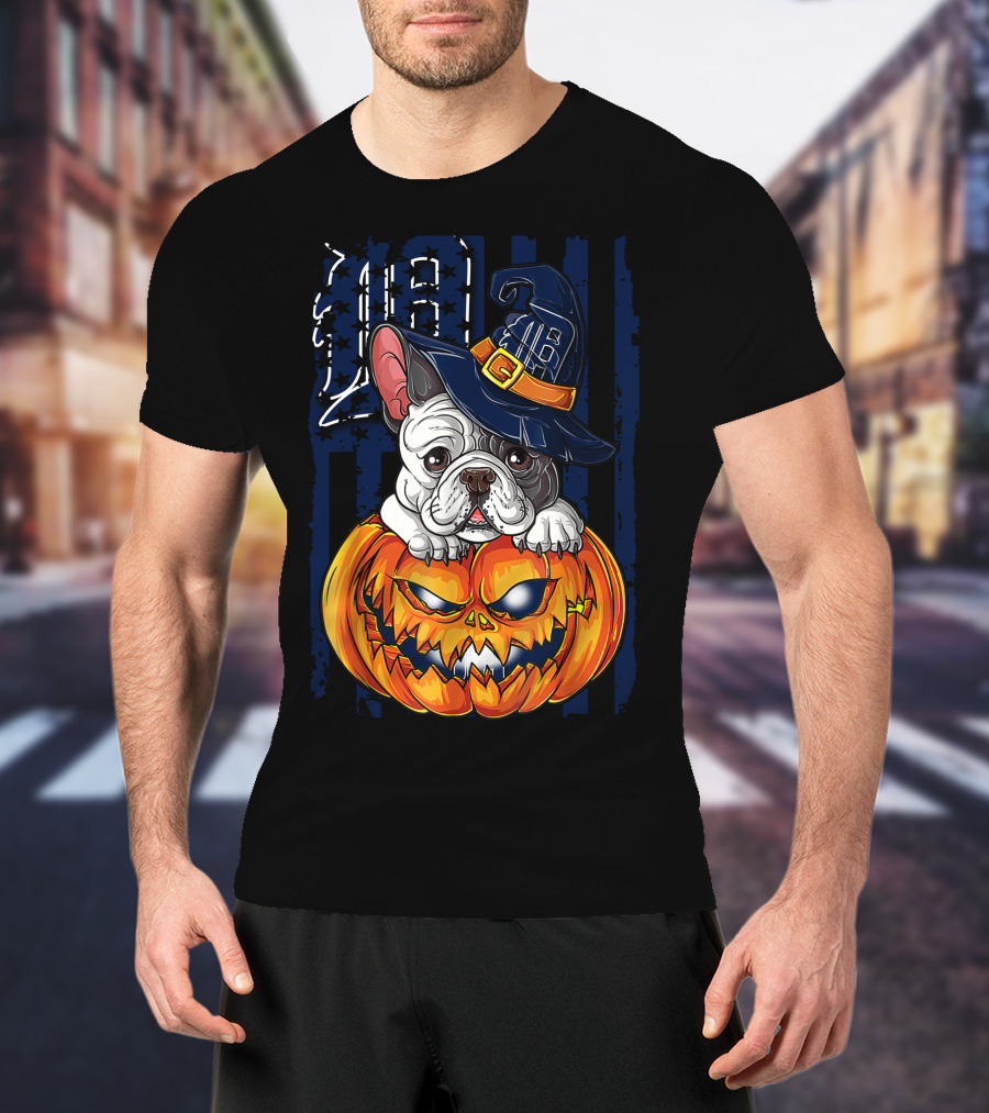Hlw Bulldog Detroit Tigers Halloween Pumpkin T-Shirt