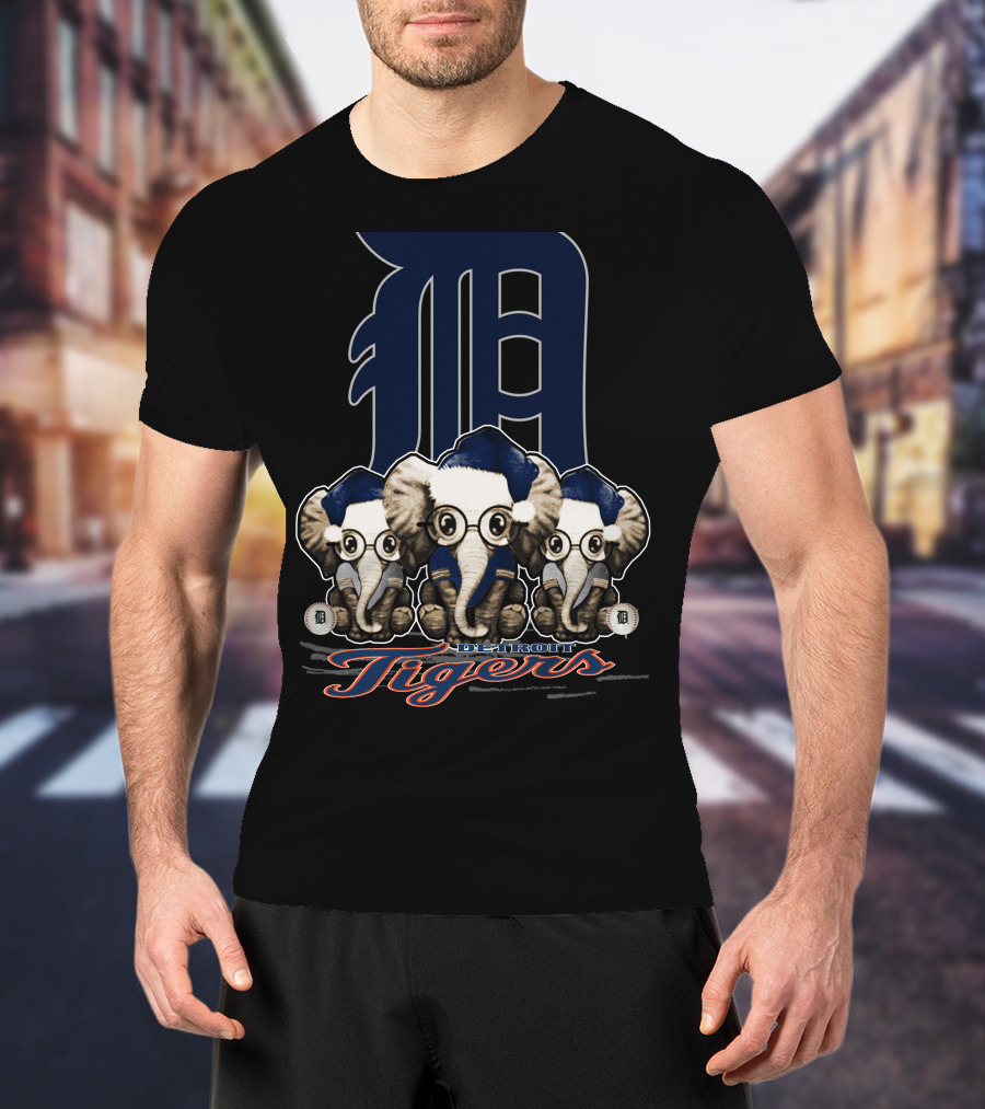 Detroit Tigers Elephants Christmas T-Shirt