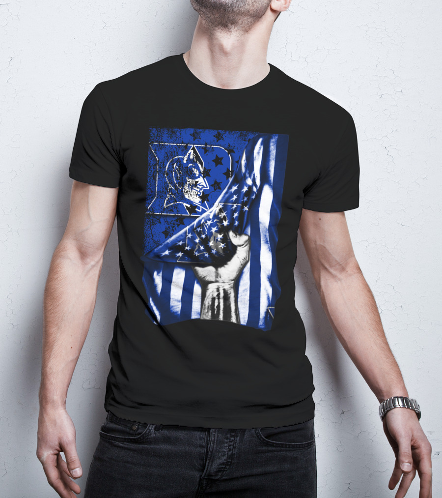 USA Flag With Duke Blue Devils Symbolic T-Shirt