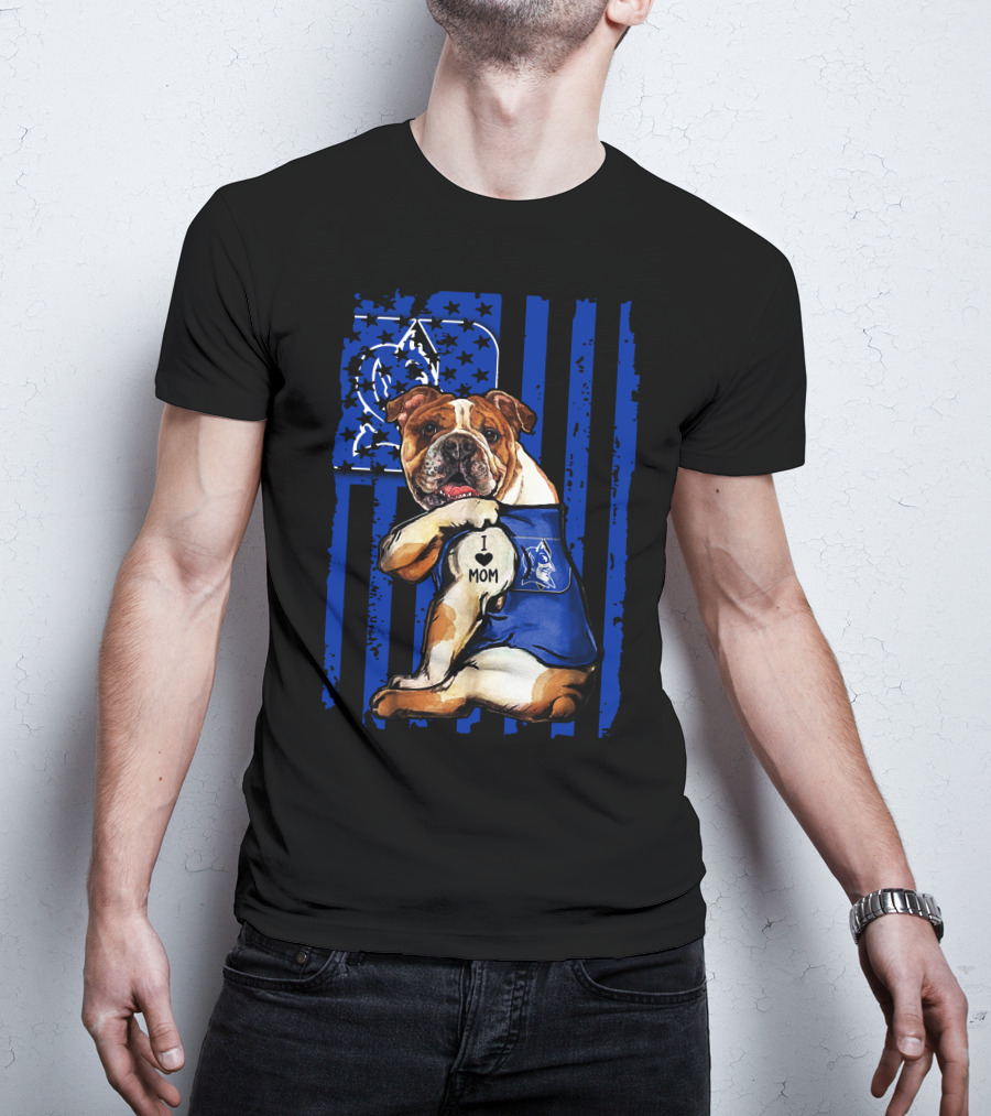 Bulldog I Love Mom Duke Blue Devils T-Shirt