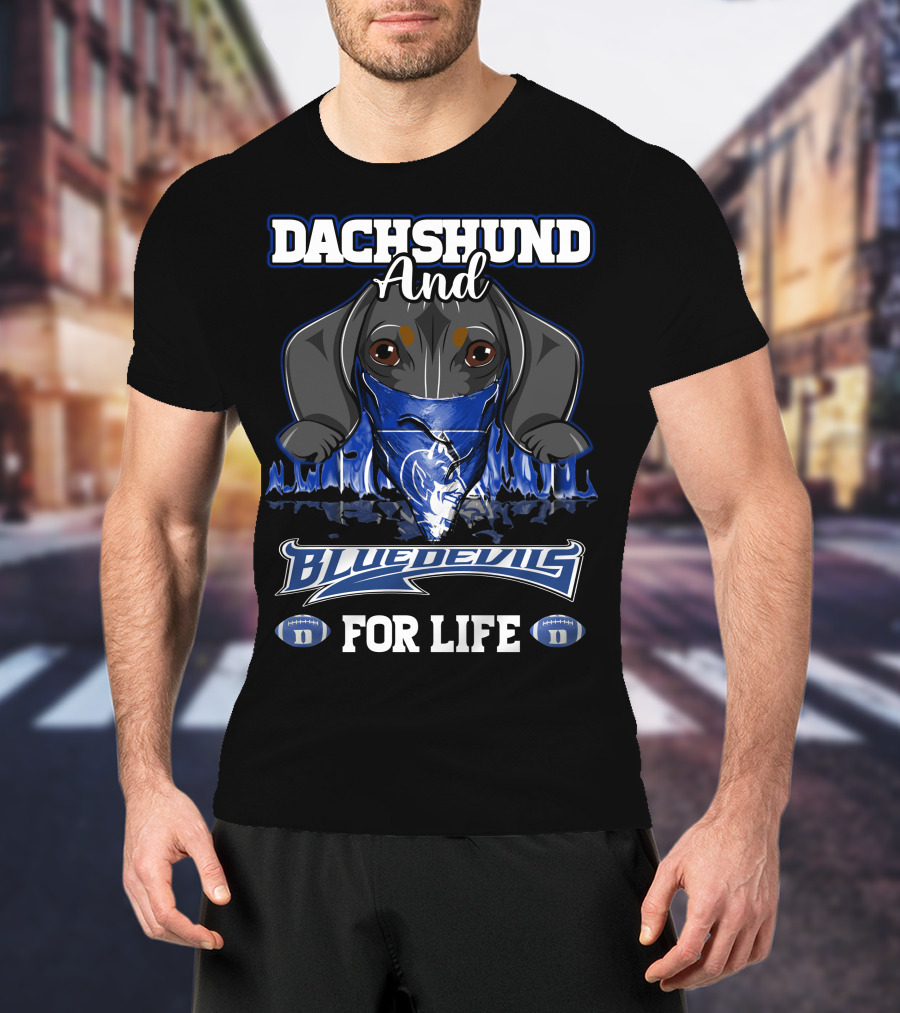 Dachshund And Duke Blue Devils For Life T-Shirt