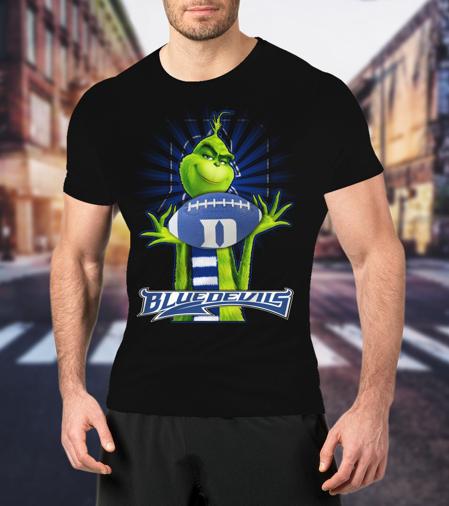 Grinch Holding Duke Blue Devils Football T-Shirt