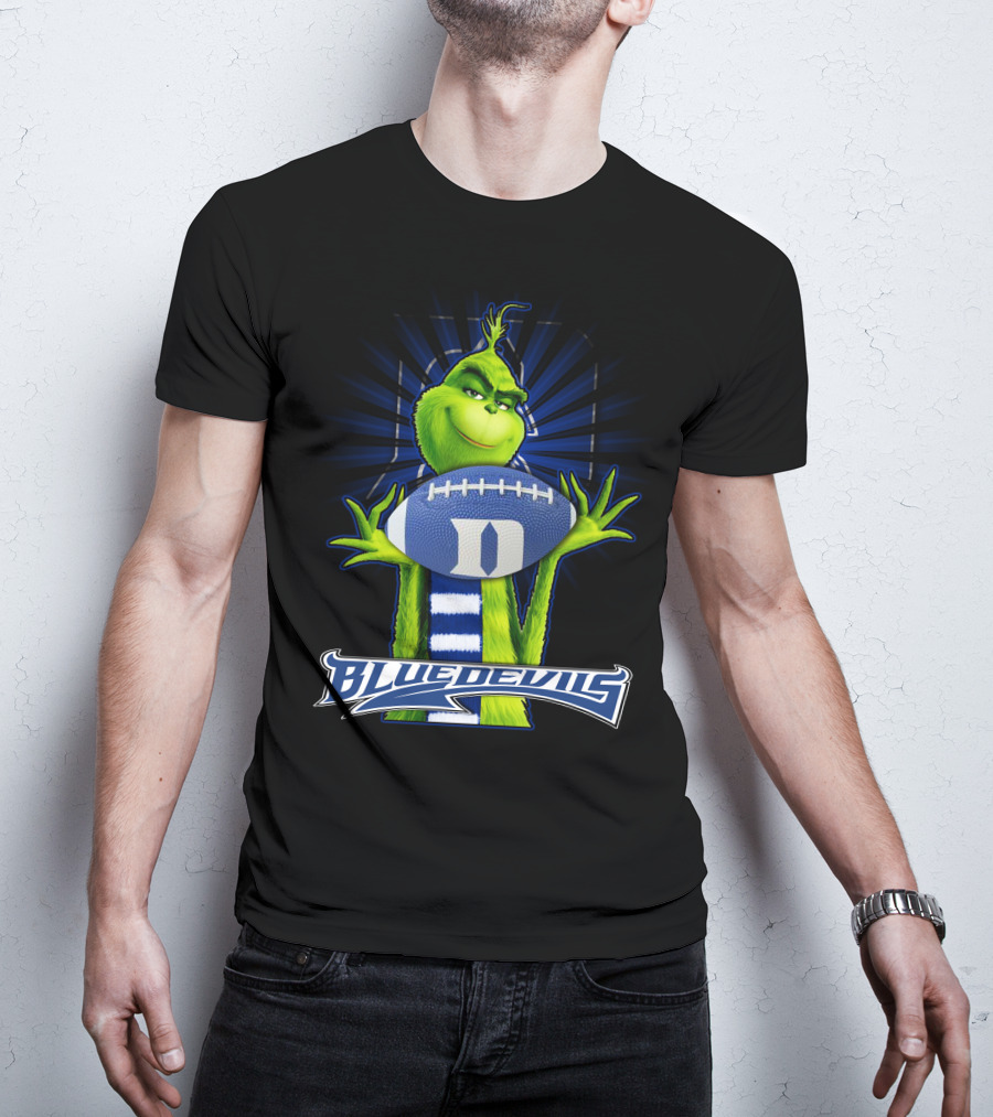 Grinch Holding Duke Blue Devils Football T-Shirt