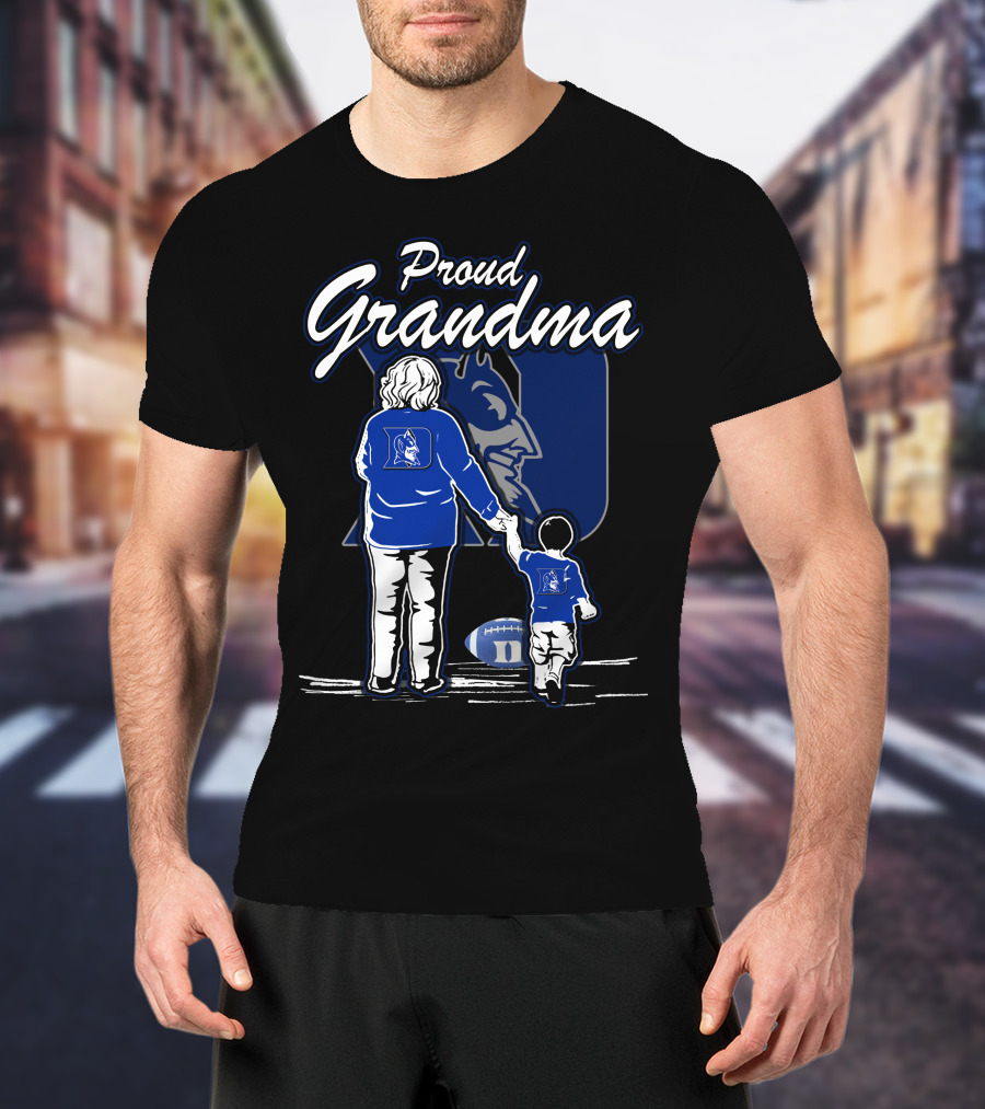 Proud Grandma Duke Blue Devils Football Fan With Child Walking Iconic T-Shirt