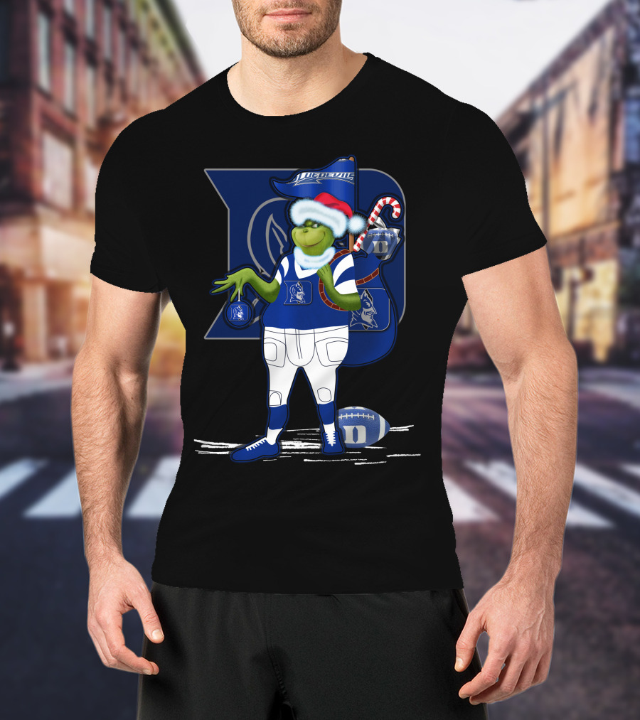 Grinchxmas Duke Blue Devils Football Santa Claus Festive Crossover T-Shirt