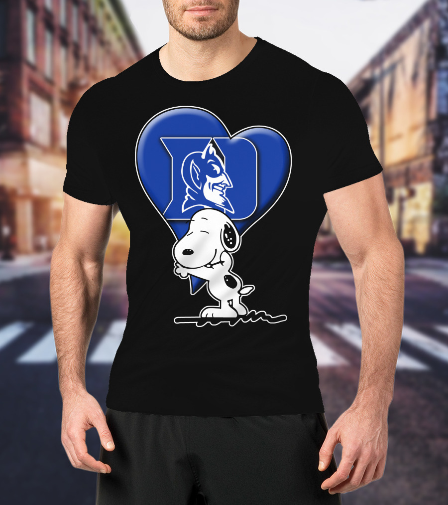 Snoopy Hugging Duke Blue Devils Heart T-Shirt