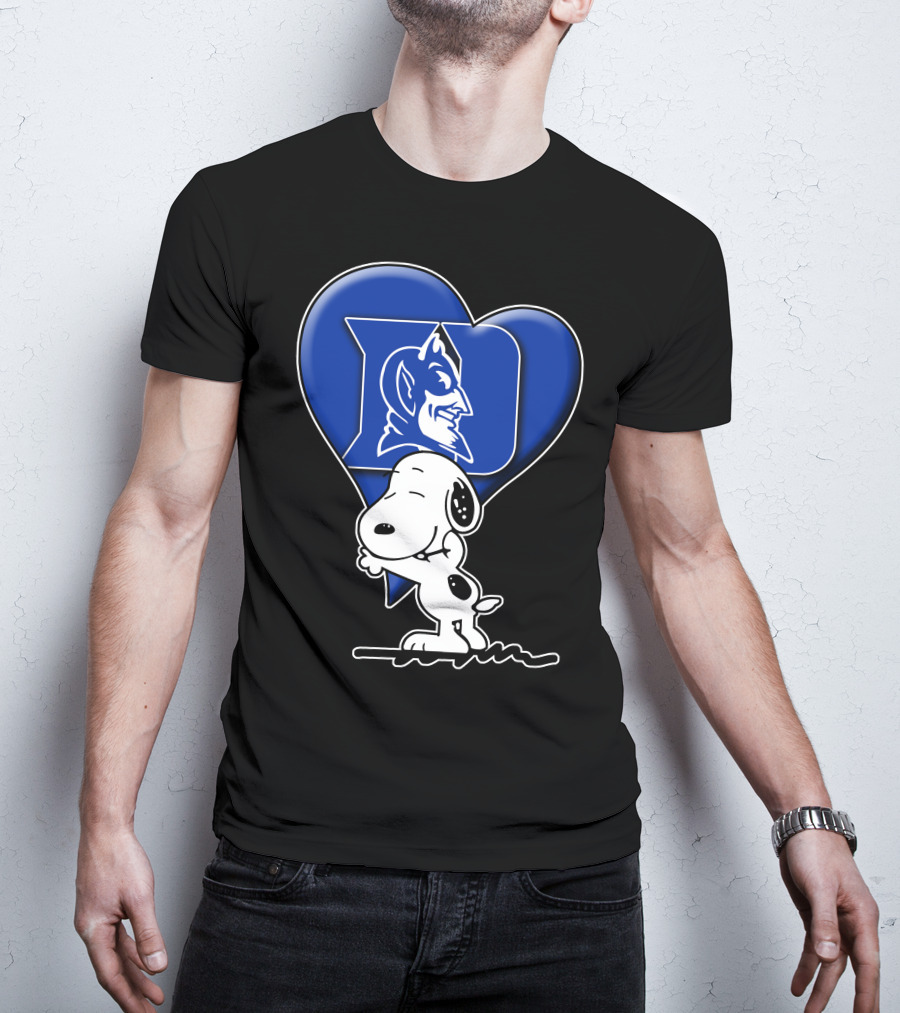 Snoopy Hugging Duke Blue Devils Heart T-Shirt