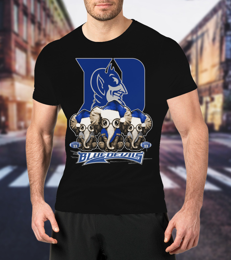 Elephant Xmas Duke Blue Devils Holiday Trio T-Shirt