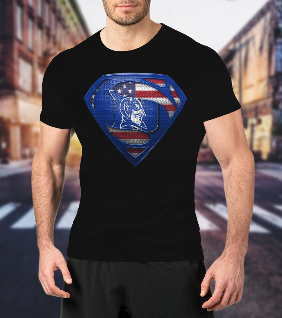 Duke Blue Devils Superman American Flag T-Shirt