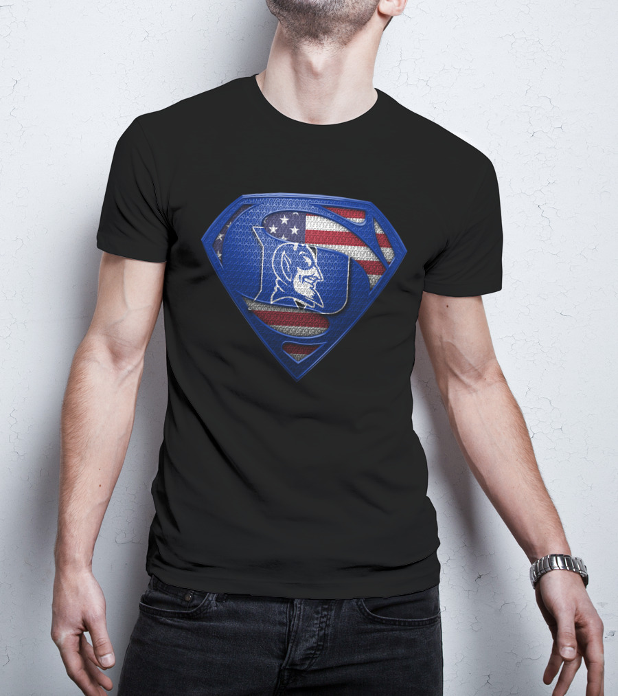 Duke Blue Devils Superman American Flag T-Shirt