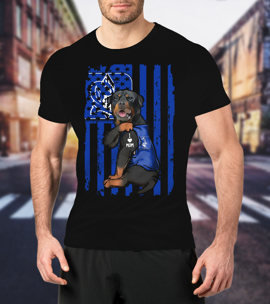 Rottweiler Duke Blue Devils I Love Mom T-Shirt