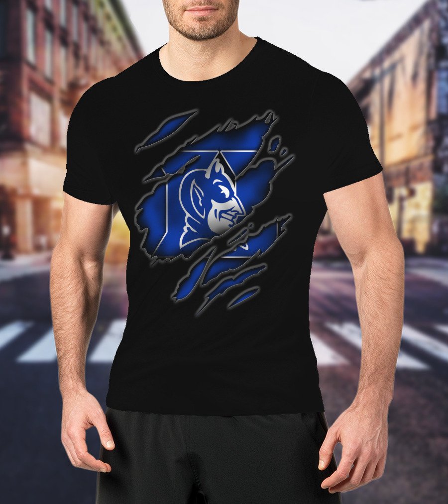 Torn Duke Blue Devils Logo Claw Marks T-Shirt