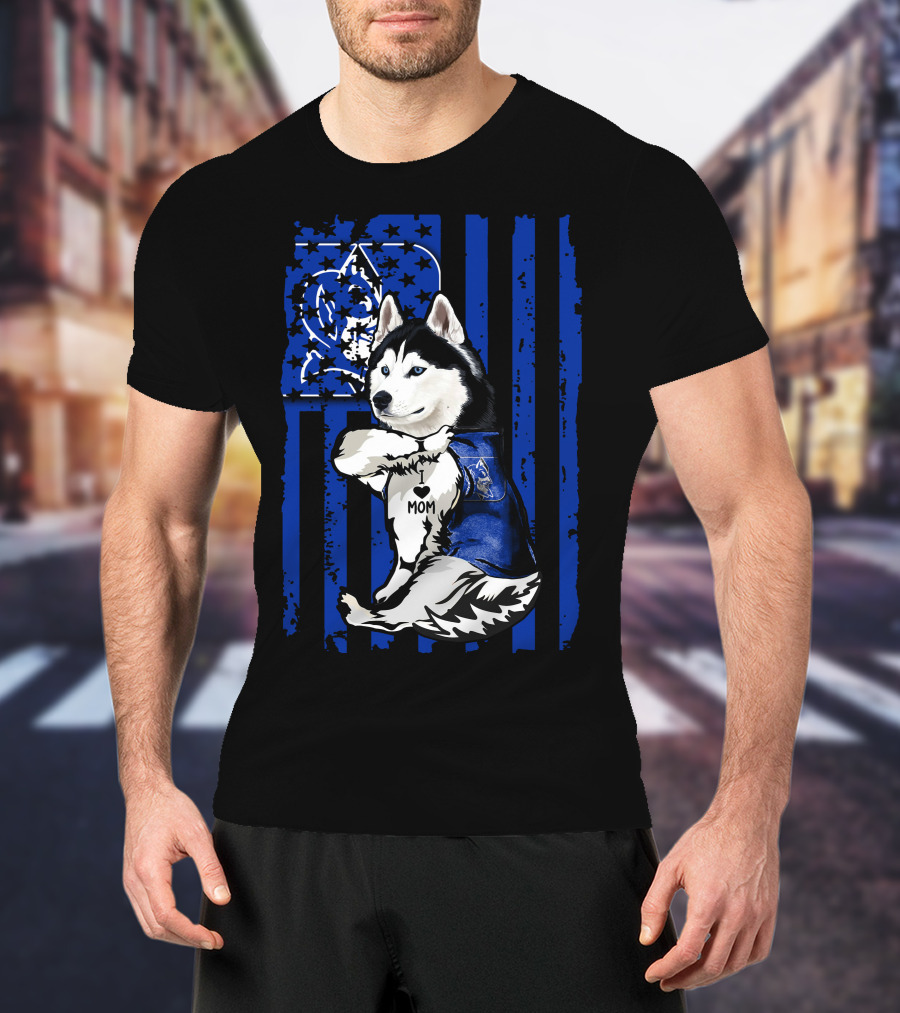 Siberian Husky Duke Blue Devils I Love Mom T-Shirt
