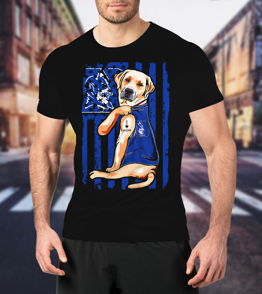 Labrador Retriever Duke Blue Devils I Love Mom T-Shirt
