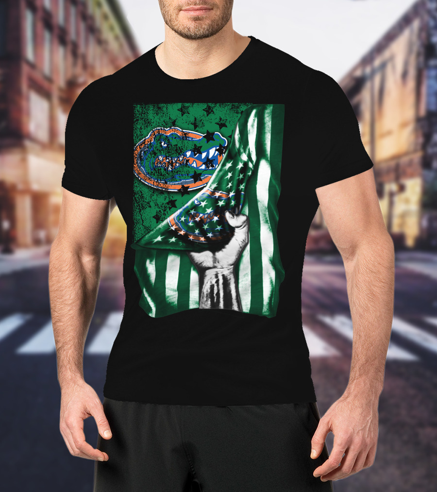 Flag Florida Gators Hand Holding Striped Stars T-Shirt