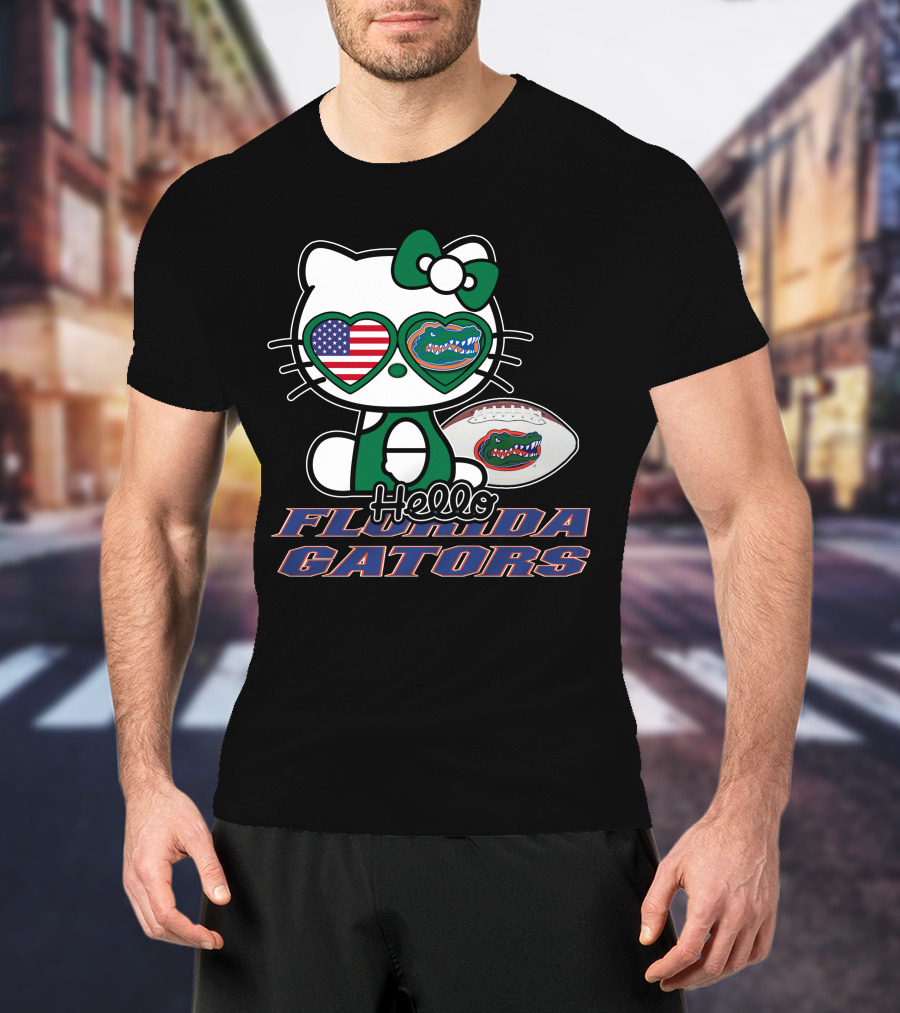 Hello Kitty Florida Gators Football American Flag T-Shirt
