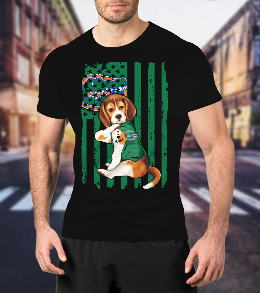 Beagle I Love Mom Florida Gators Flag T-Shirt
