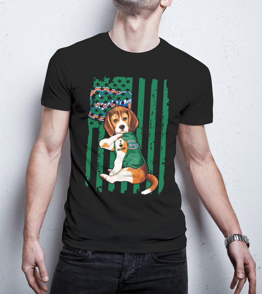 Beagle I Love Mom Florida Gators Flag T-Shirt