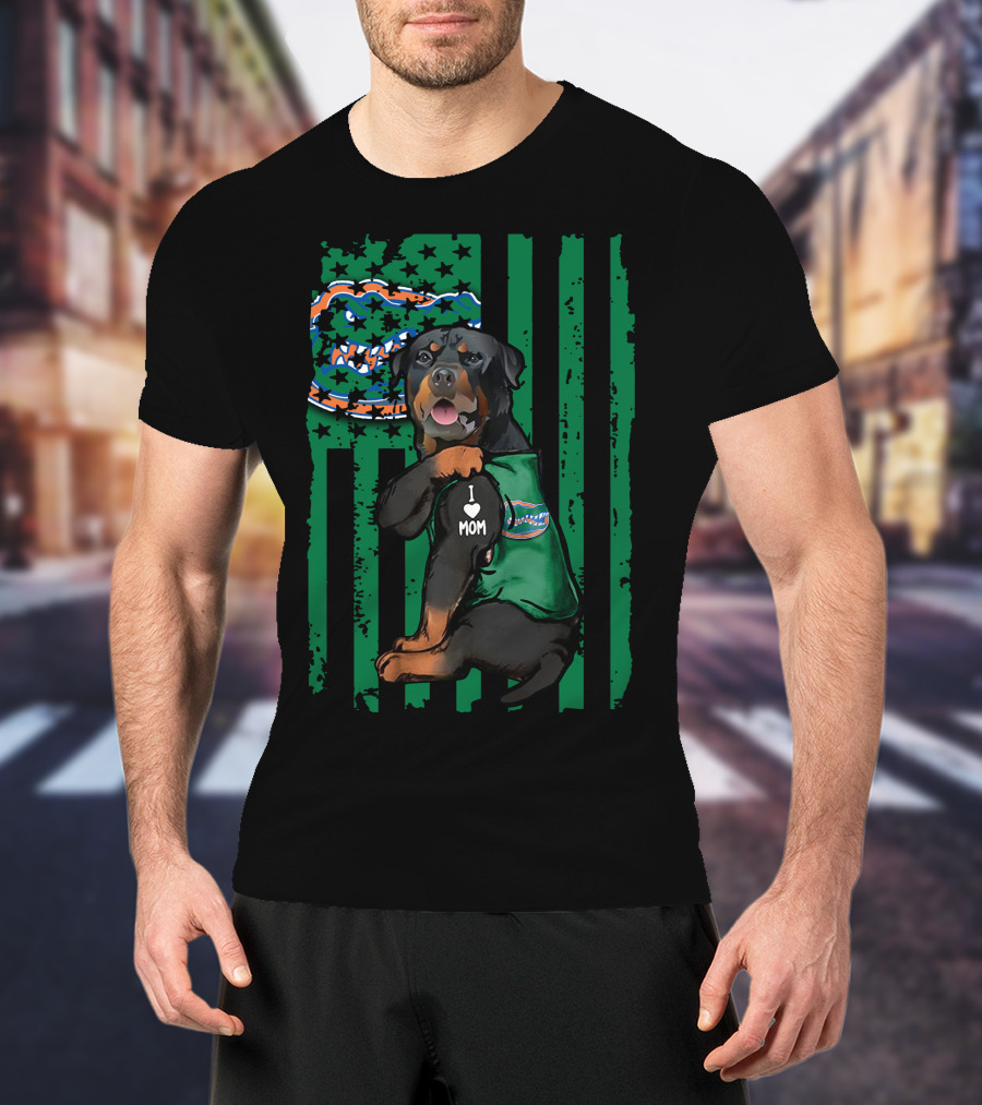 Rottweiler I Love Mom Florida Gators Fan Flag T-Shirt