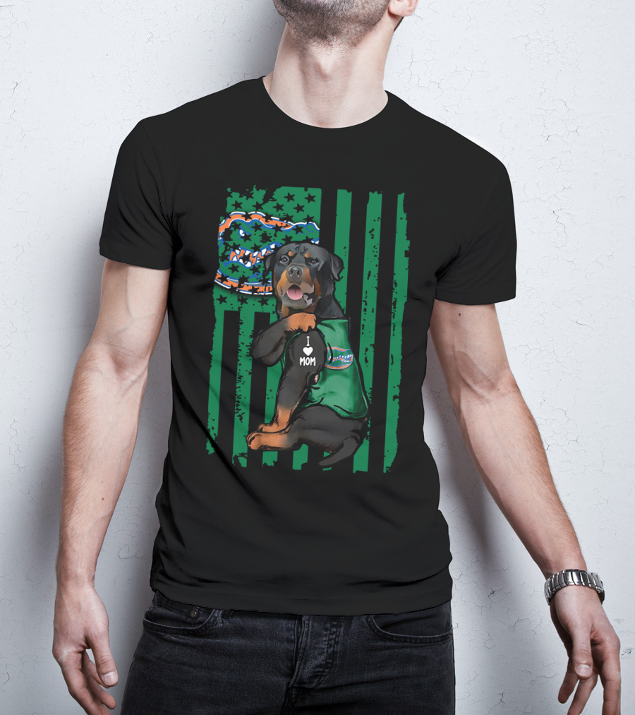 Rottweiler I Love Mom Florida Gators Fan Flag T-Shirt