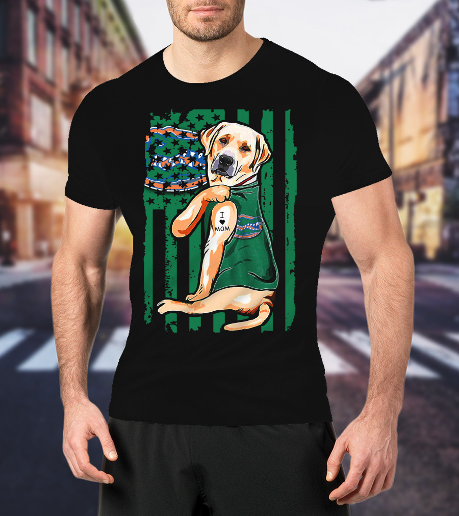 Labrador Retriever I Love Mom With Florida Gators Tattoo T-Shirt