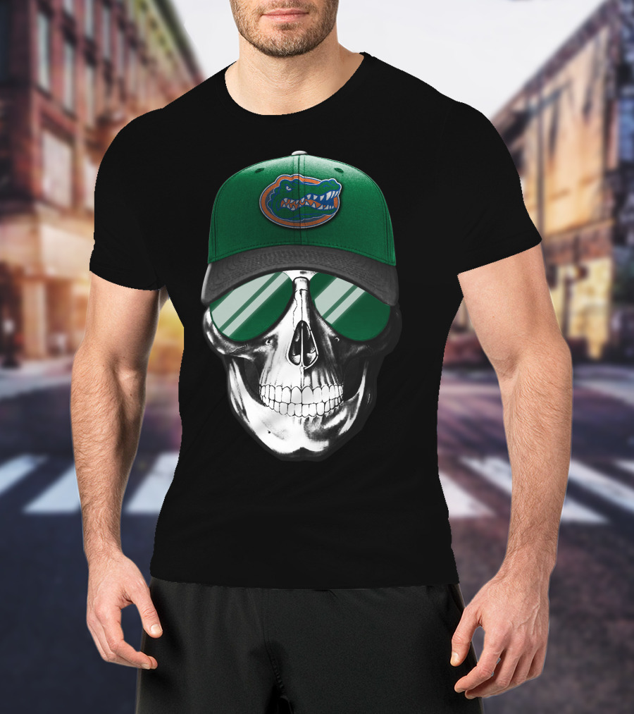 Florida Gators Skull With Cap And Sunglasses T-Shirt