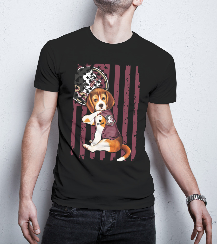 Beagle I Love Mom Florida State Seminoles T-Shirt