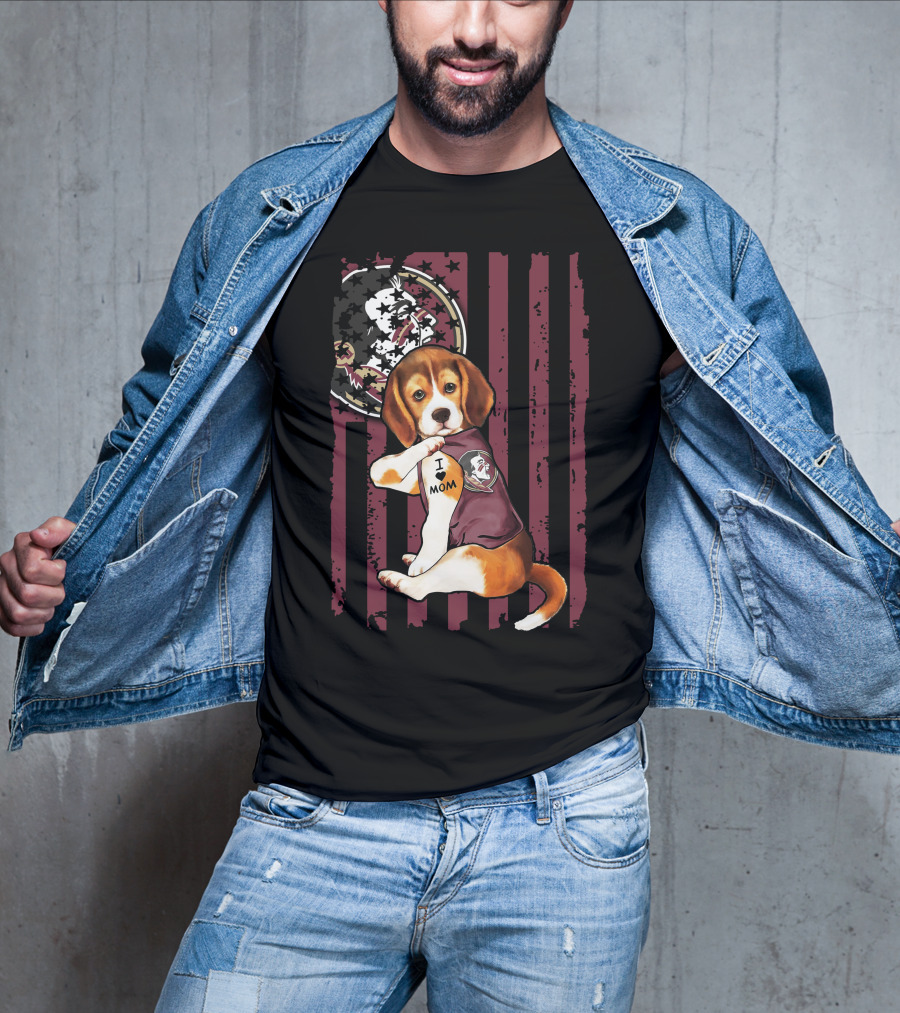 Beagle I Love Mom Florida State Seminoles T-Shirt