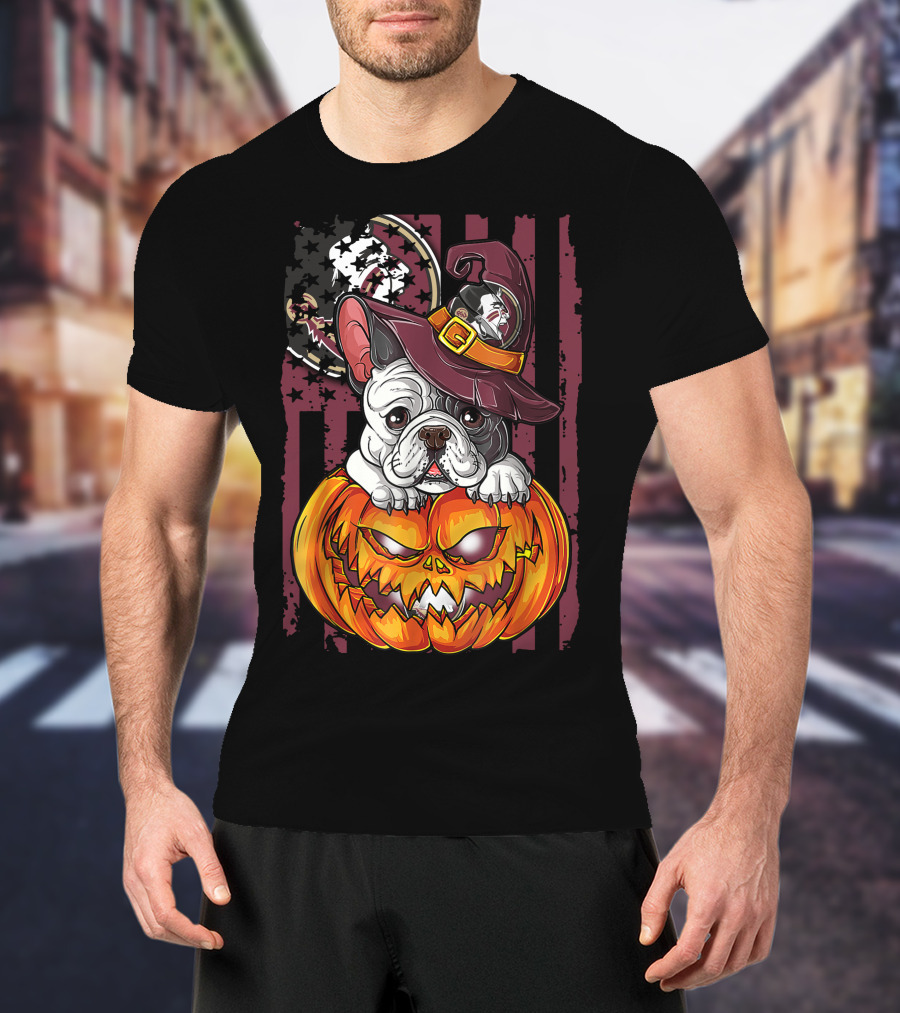 Hlw Bulldog Florida State Seminoles Halloween Pumpkin Wizard Hat T-Shirt