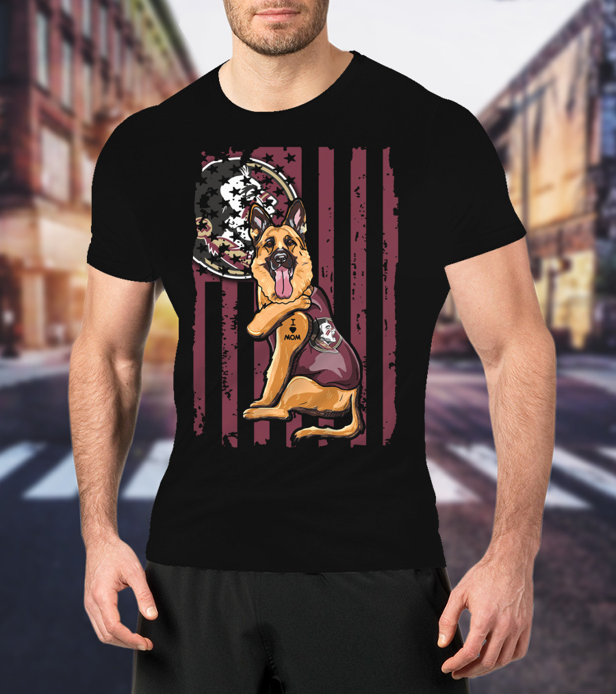 German Shepherd Florida State Seminoles I Love Mom T-Shirt