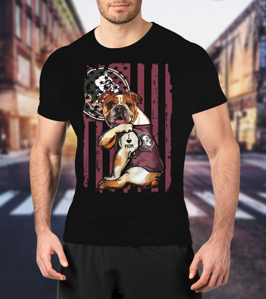 Bulldog I Love Mom Florida State Seminoles T-Shirt