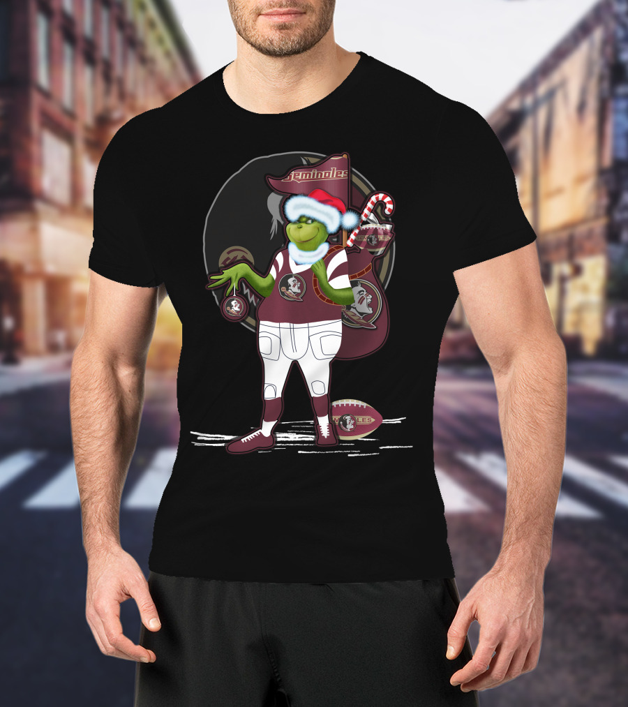 Grinchxmas Florida State Seminoles Holiday Football Fan T-Shirt