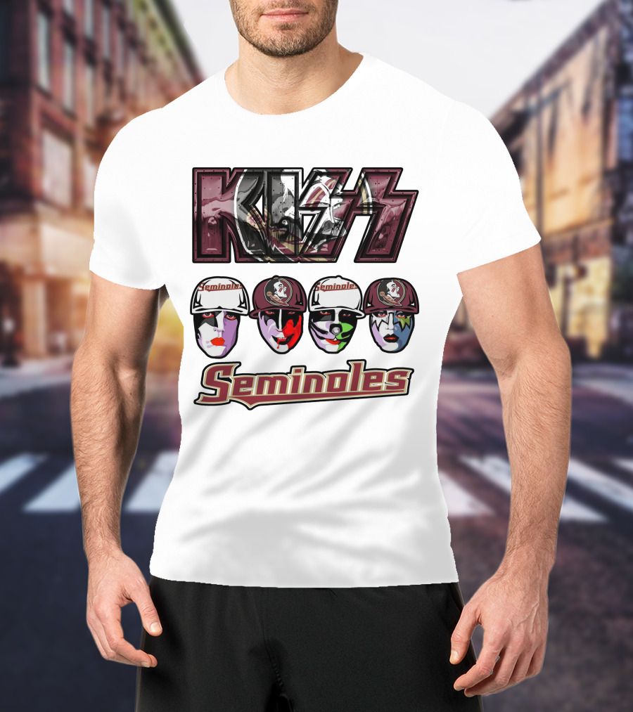 Kiss Florida State Seminoles Face Paint Caps T-Shirt