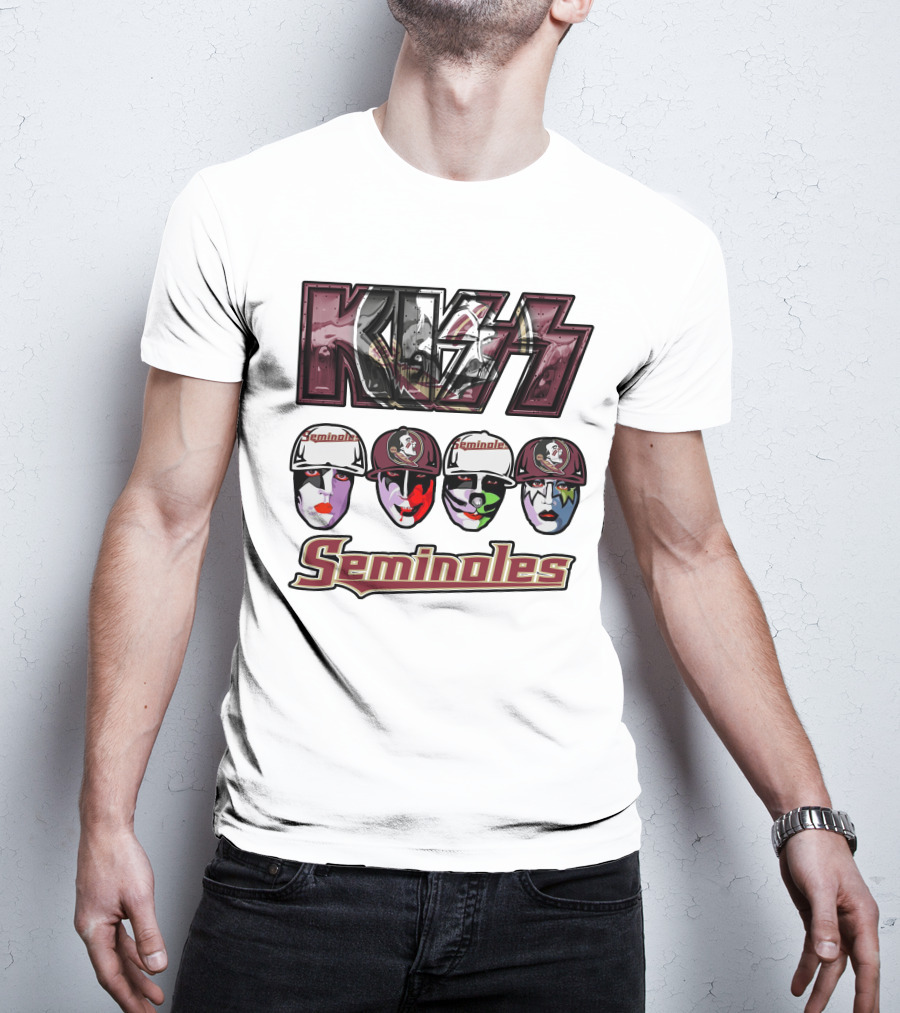 Kiss Florida State Seminoles Face Paint Caps T-Shirt