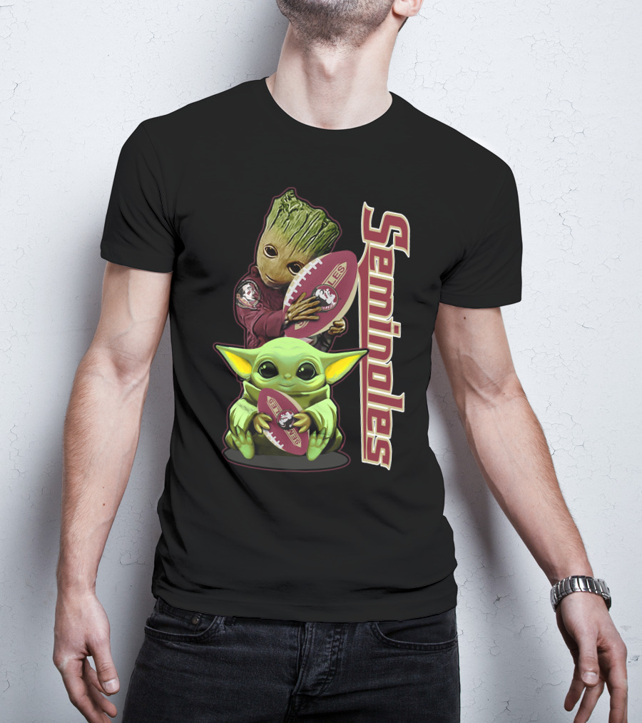 Seminoles Baby Alien And Tree Hero Holding Football T-Shirt