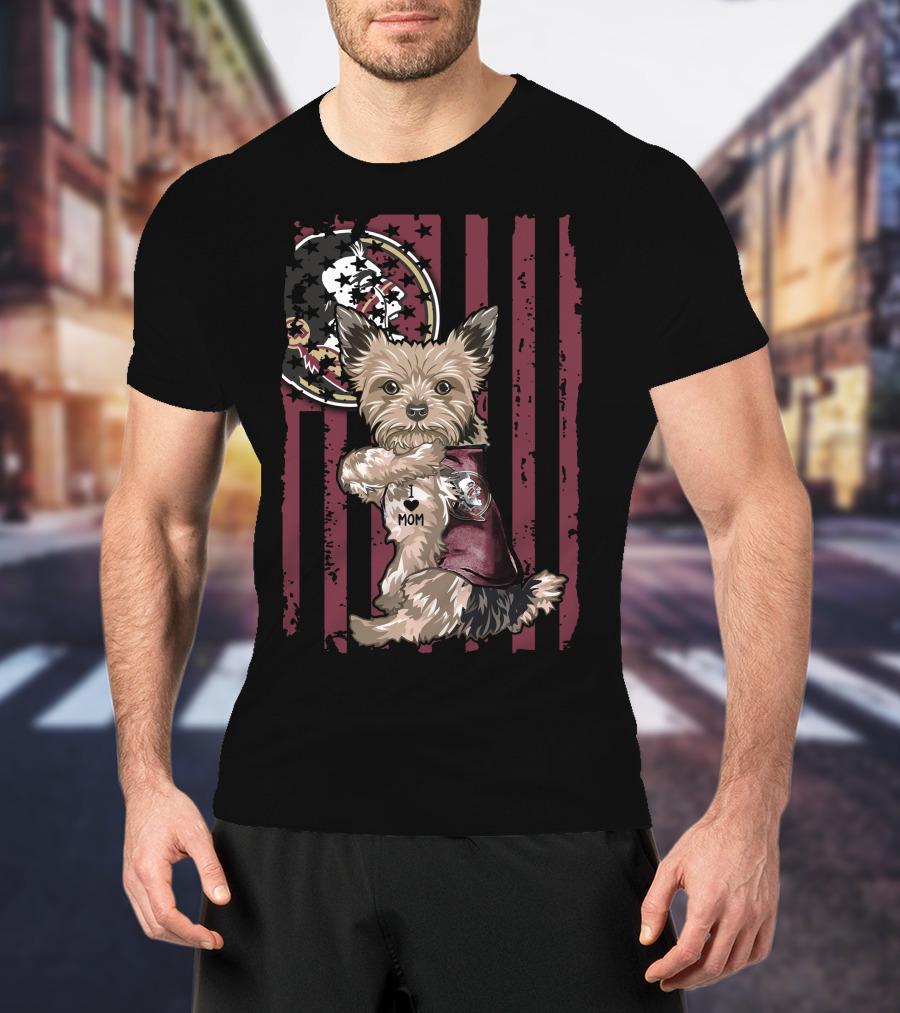 Yorkshire Terrier I Love Mom Florida State Seminoles T-Shirt