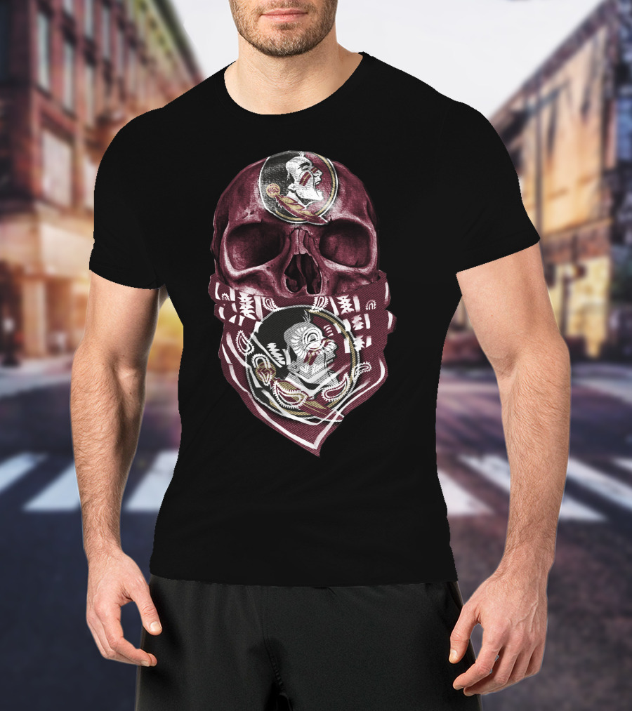 Skull With Florida State Seminoles Logo Bandana T-Shirt